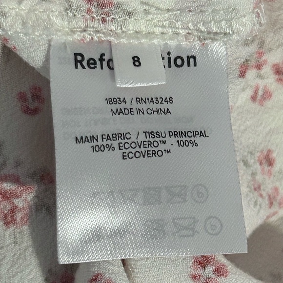 Reformation Floral Dress Medium Size 8 Red White Designer Midi Valentines - Picture 15 of 15